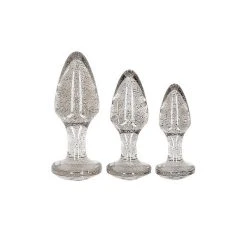 3 Plugs Anaux Et Vaginaux Avec Paillettes Internes Couleur Argent