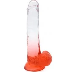 Cox Dildo Transparent Rouge Ventouse L 21 Ø 4.2 Cm