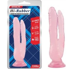 DOUBLE DILDO VENTOUSE HI-RUBBER ROSE 20 X 3.3 Cm - Dildoshop