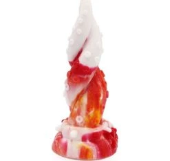 Little Monster Dildo Plug Stimulant L 18 Ø 5.5 Cm Silicone Blanc Rouge